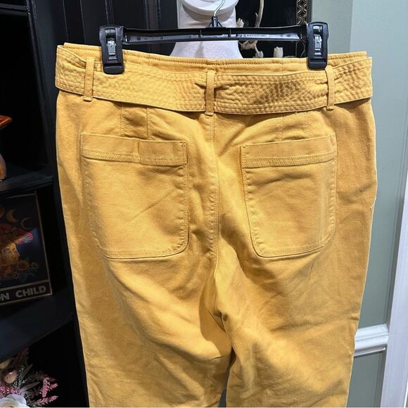 LOFT Mustard Yellow Belted Cropped Pants – Size 12 - Picture 6 of 8
